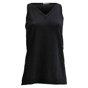 D. Exterior Black Viscose-Knitted Tank Top